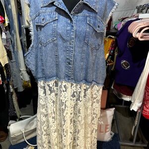 Denim and Lace Sleeveless Dress/Vest